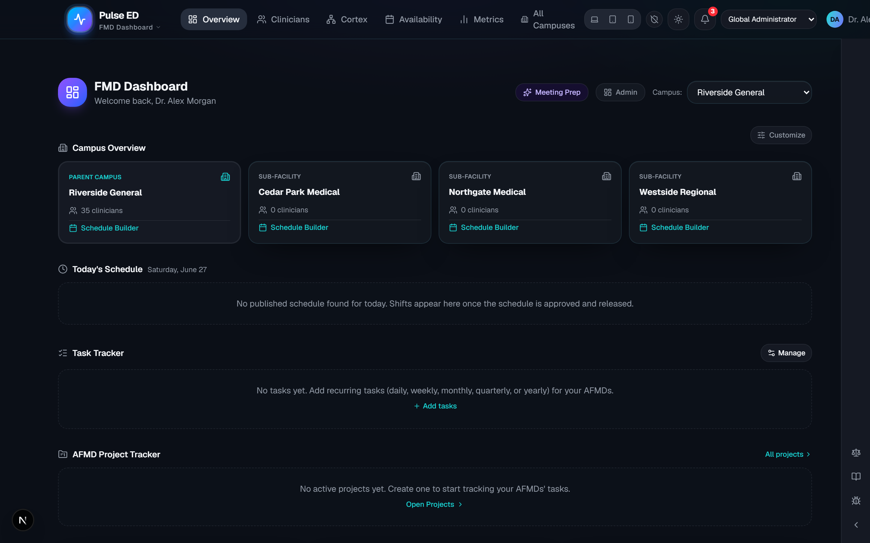 FMD Dashboard — campus overview and task tracker